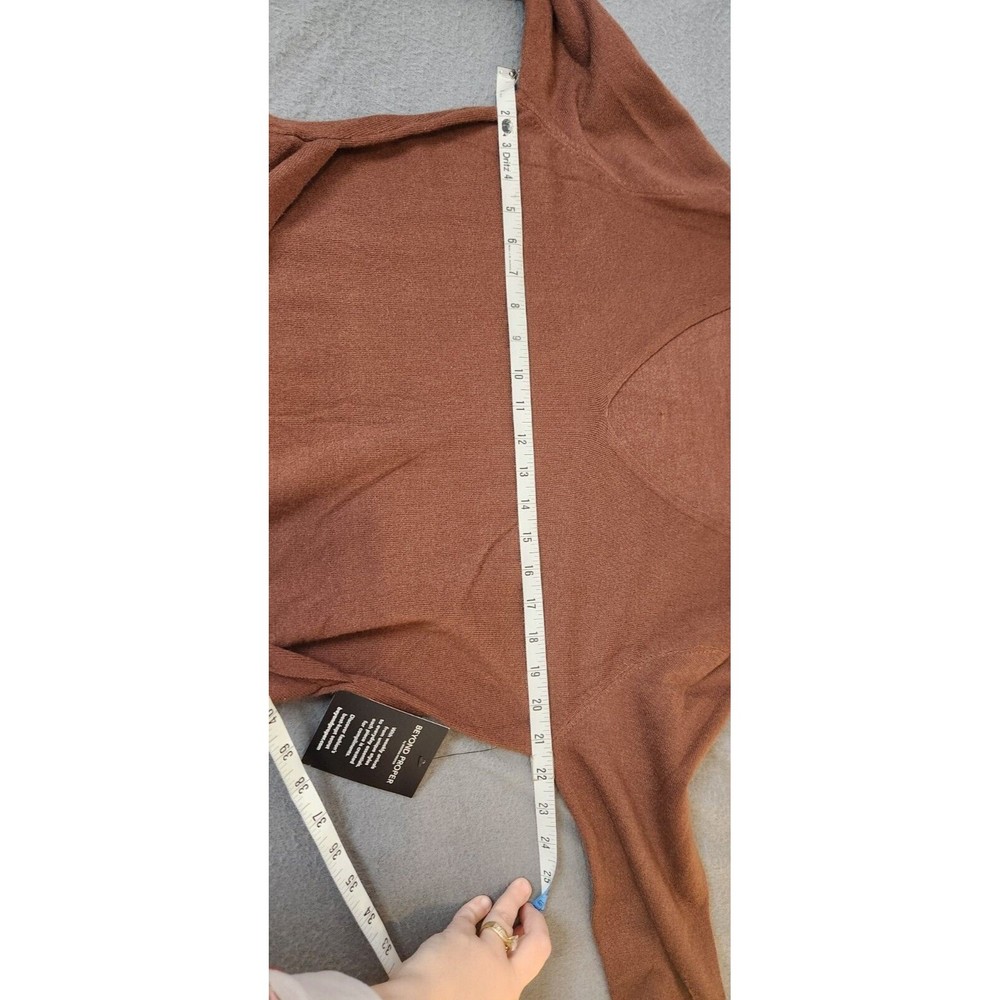 Boston Proper Women's Chocolate Brown V Neck Pullover Tie Sweater Dress NWT Sz L - Picture 5 of 11